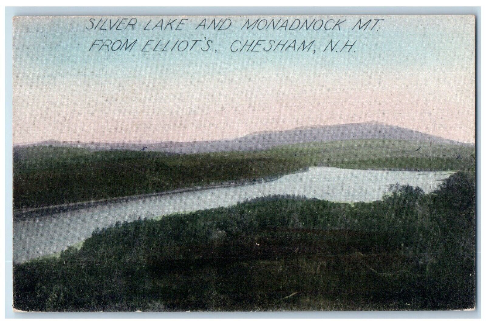 1912 Silver Lake And Monadnock Mt. From Elliot's Chesman NH Antique Postcard