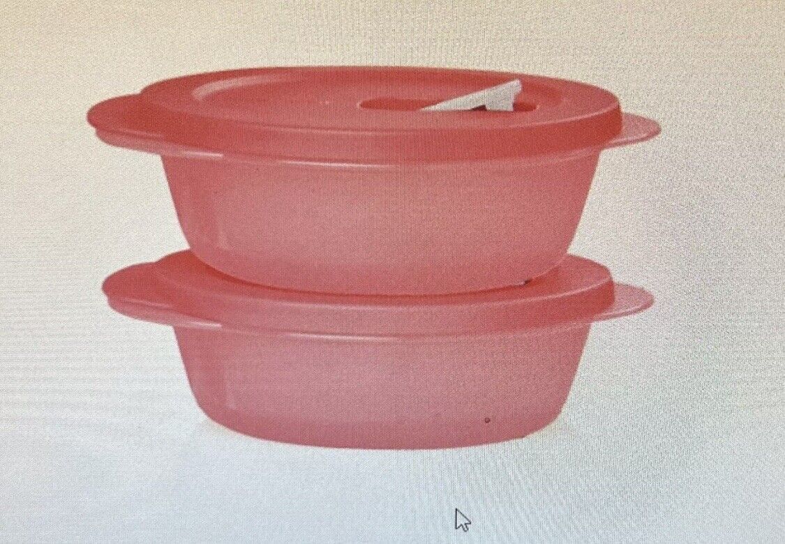 2 Tupperware Microwave Safe Small Round Crystalwave PLUS 2.5 Cup Container New