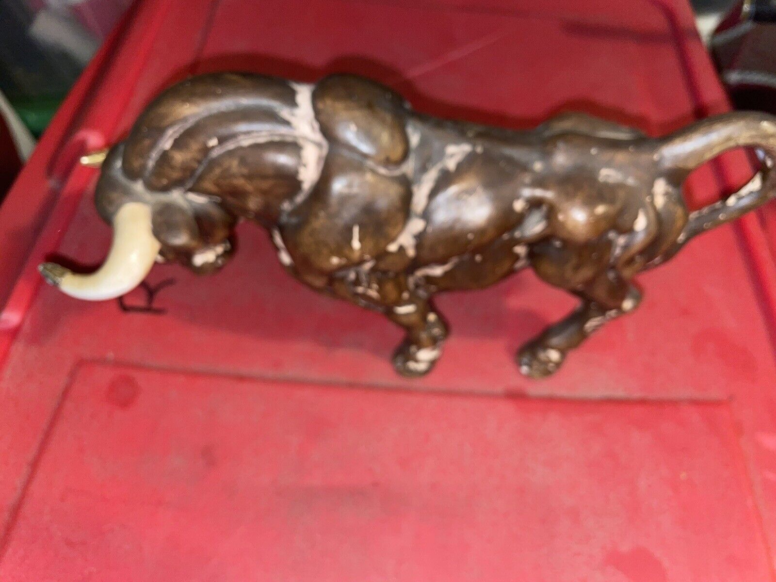 Vintage Japanese Large Ceramic Fighting Bull statue Figurine Muscular  Japan