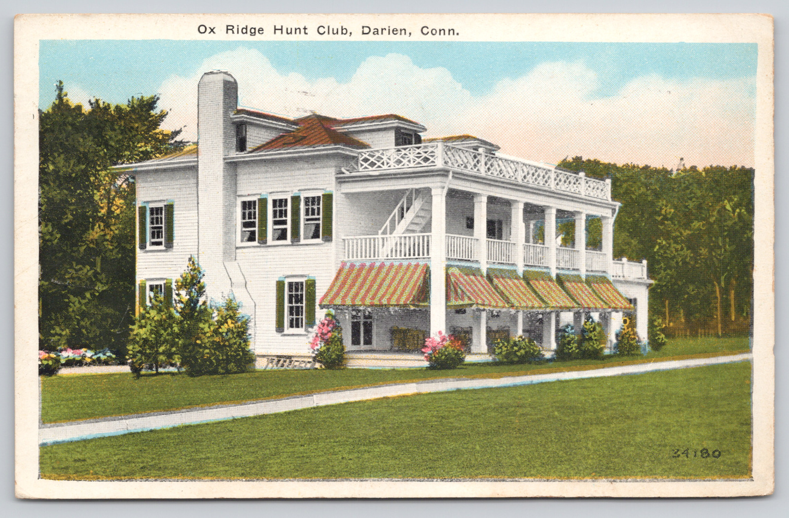 Postcard Darien, Conn. Connecticut Ox Ridge Hunt Club Postmarked 1932 A95