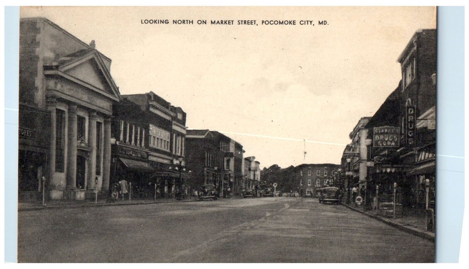 c1910's Looking North On Market Street Pocomoke City Maryland Unposted Postcard
