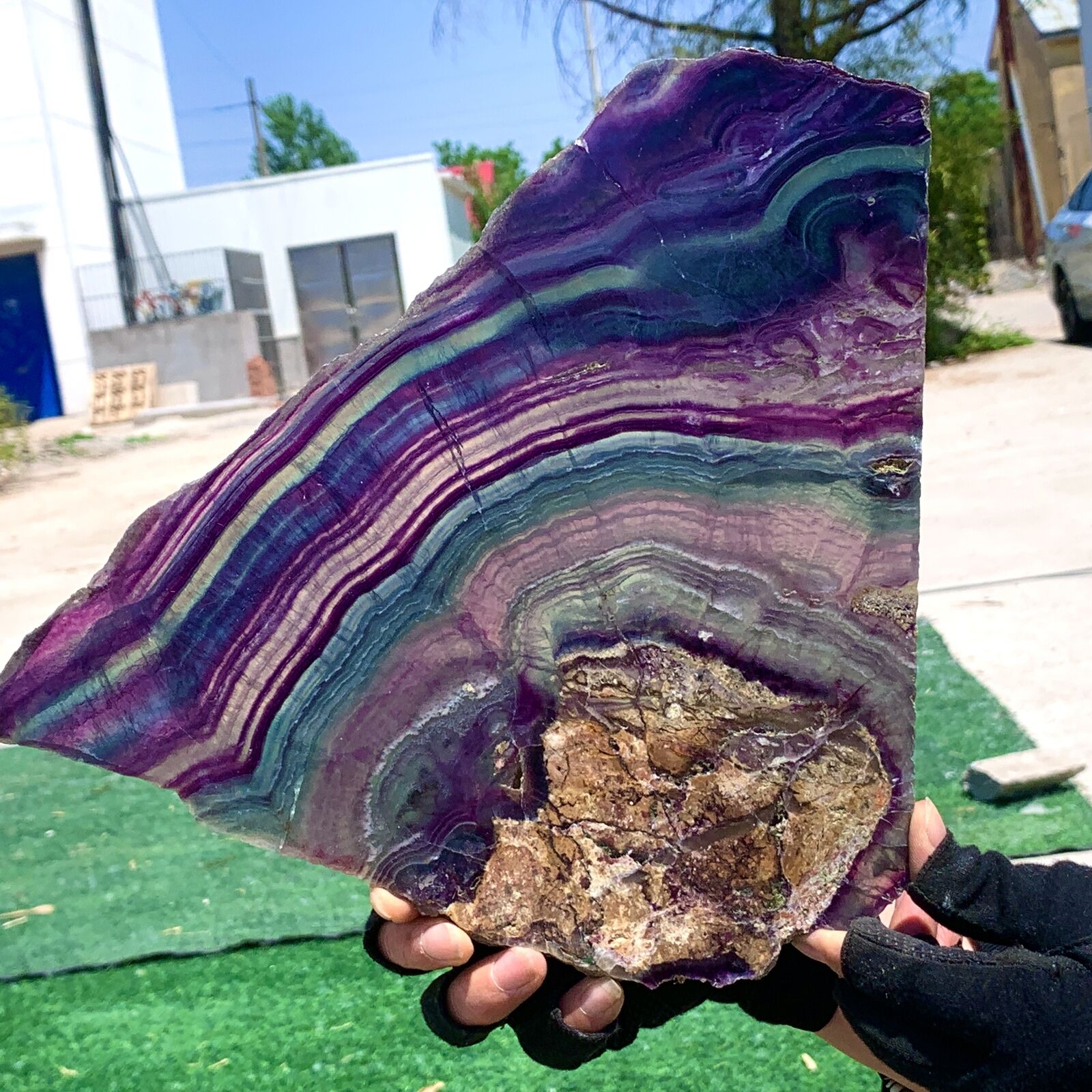 2.67LB Natural beautiful Rainbow Fluorite Crystal Rough stone specimens cure