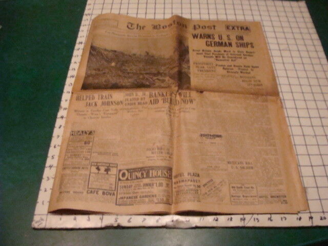 original BOSTON POST jan 30, 1915 -- earthquake in Italy & GERMAN SHIPS bill cov