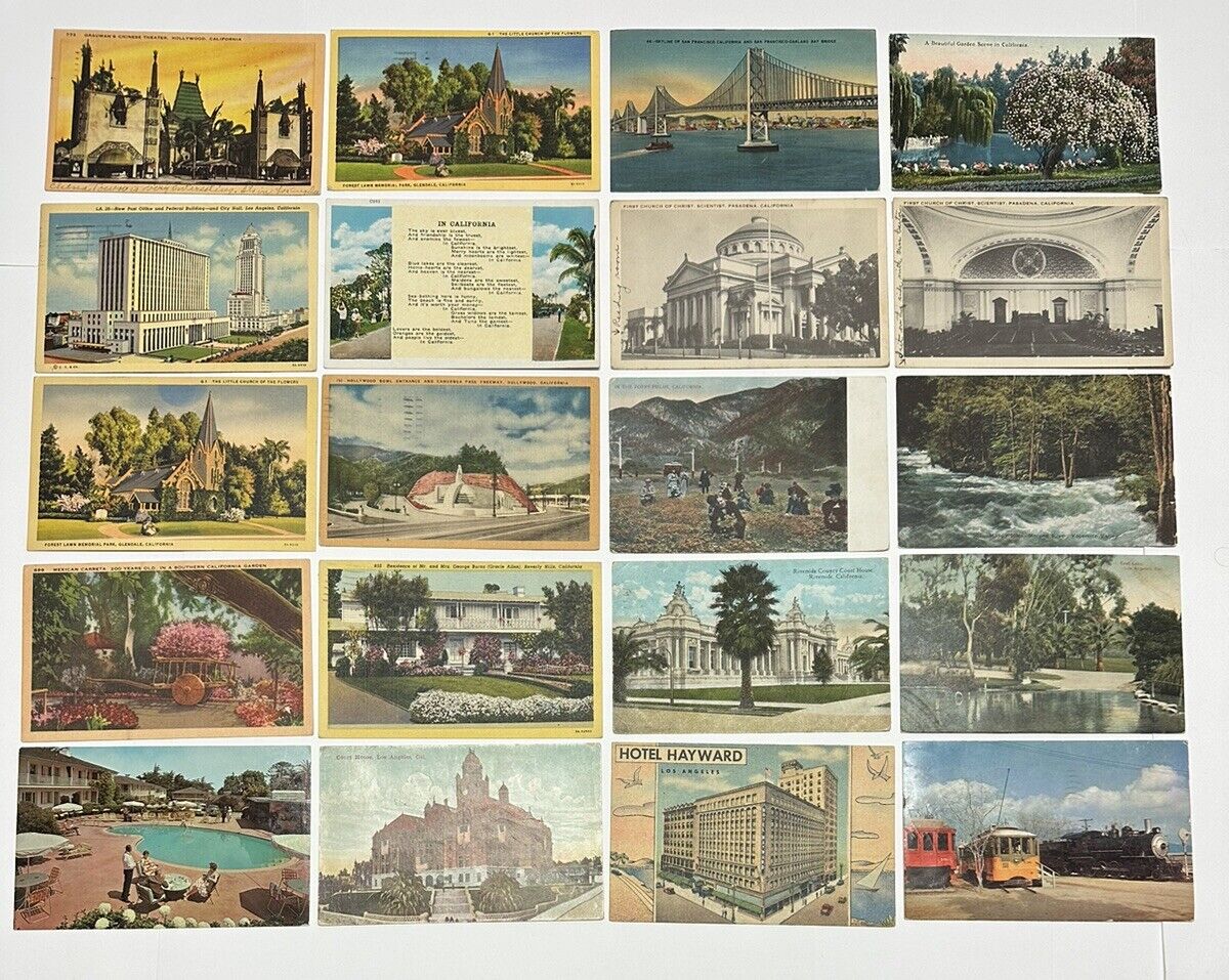 Postcards Lot of 20 CALIFORNIA  VINTAGE ANTIQUE Travel Post Card 1900-1960s #LOY