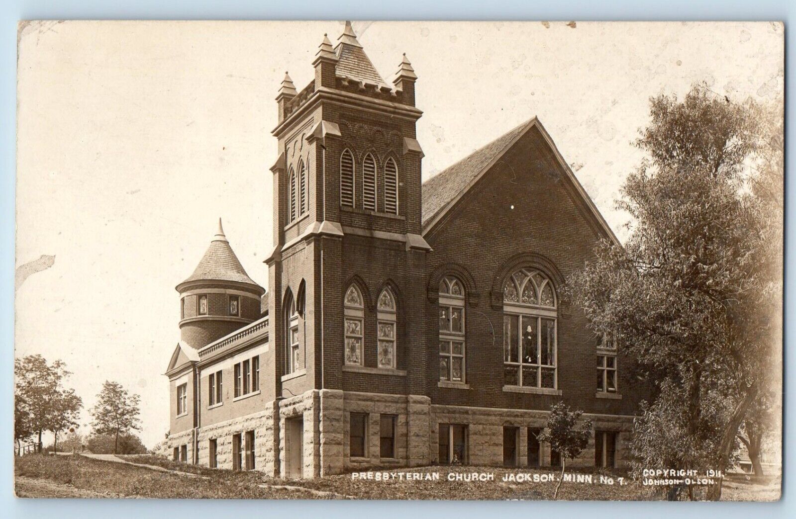Jackson Minnesota MN Postcard RPPC Photo Presbyterian Church c1910's Antique