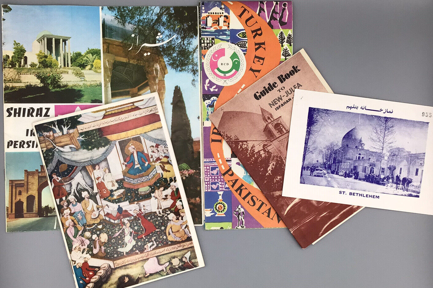 VTG 1960’s Tourist Brochures Lot PERSIA Turkey TRAVEL Shiraz MAP GUIDE Post Card