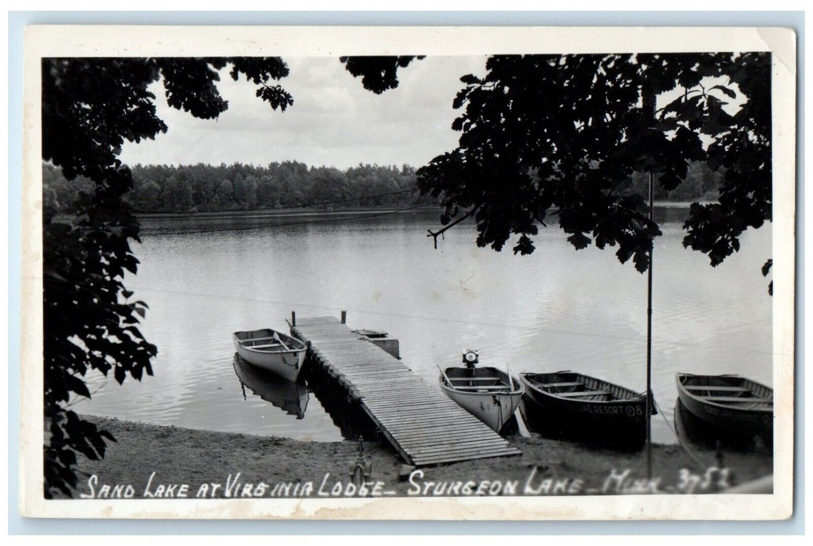 c1930\'s Sand Lake At Virginia Lodge Boats Sturgeon Lake MN RPPC Photo Postcard