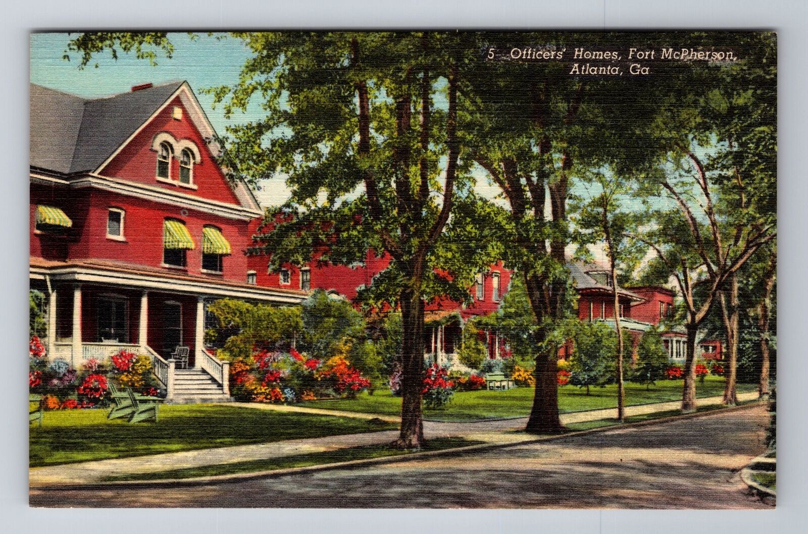 Atlanta GA-Georgia, Officers Homes Fort McPherson, Antique Vintage Postcard