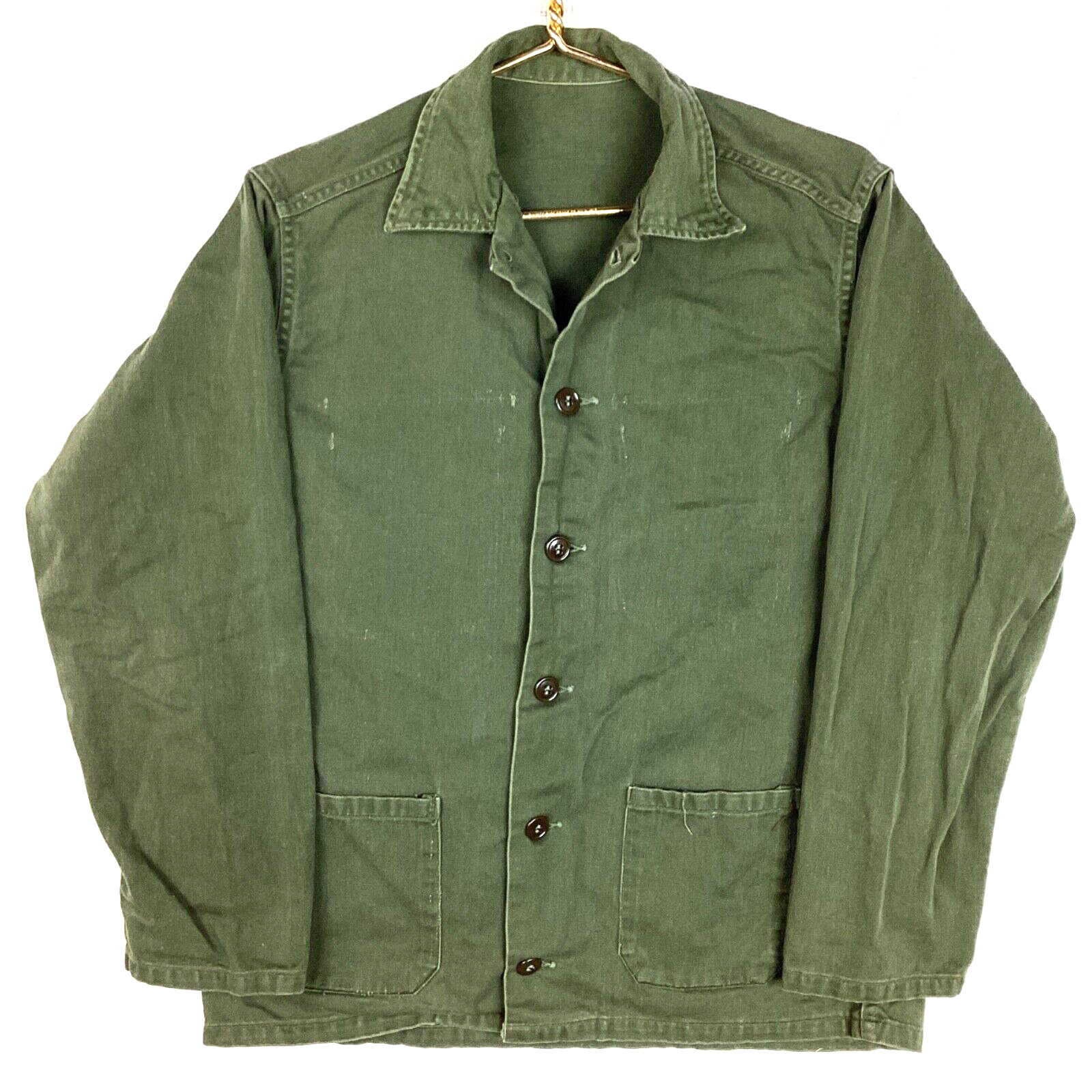 Vintage Us Army Og-107 Button Up Shirt Size Small Green Vietnam Era 60s 70s