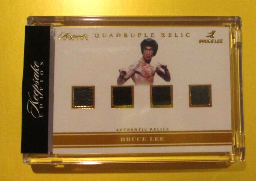 2024 Bruce Lee Keepsake Edition QUADRUPLE AUTHENTIC RELIC 10/50 W/CASE & STAND