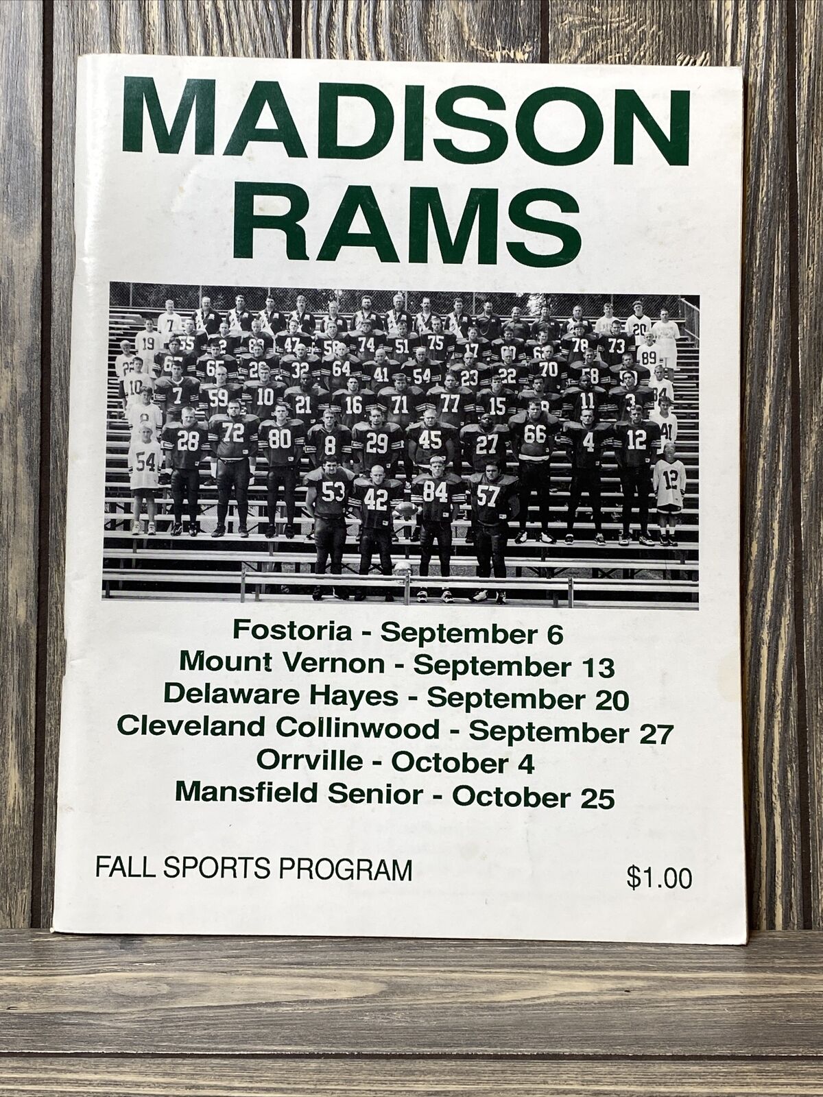 Vintage Madison Rams Fall Sports Program 1996 Paperback Book