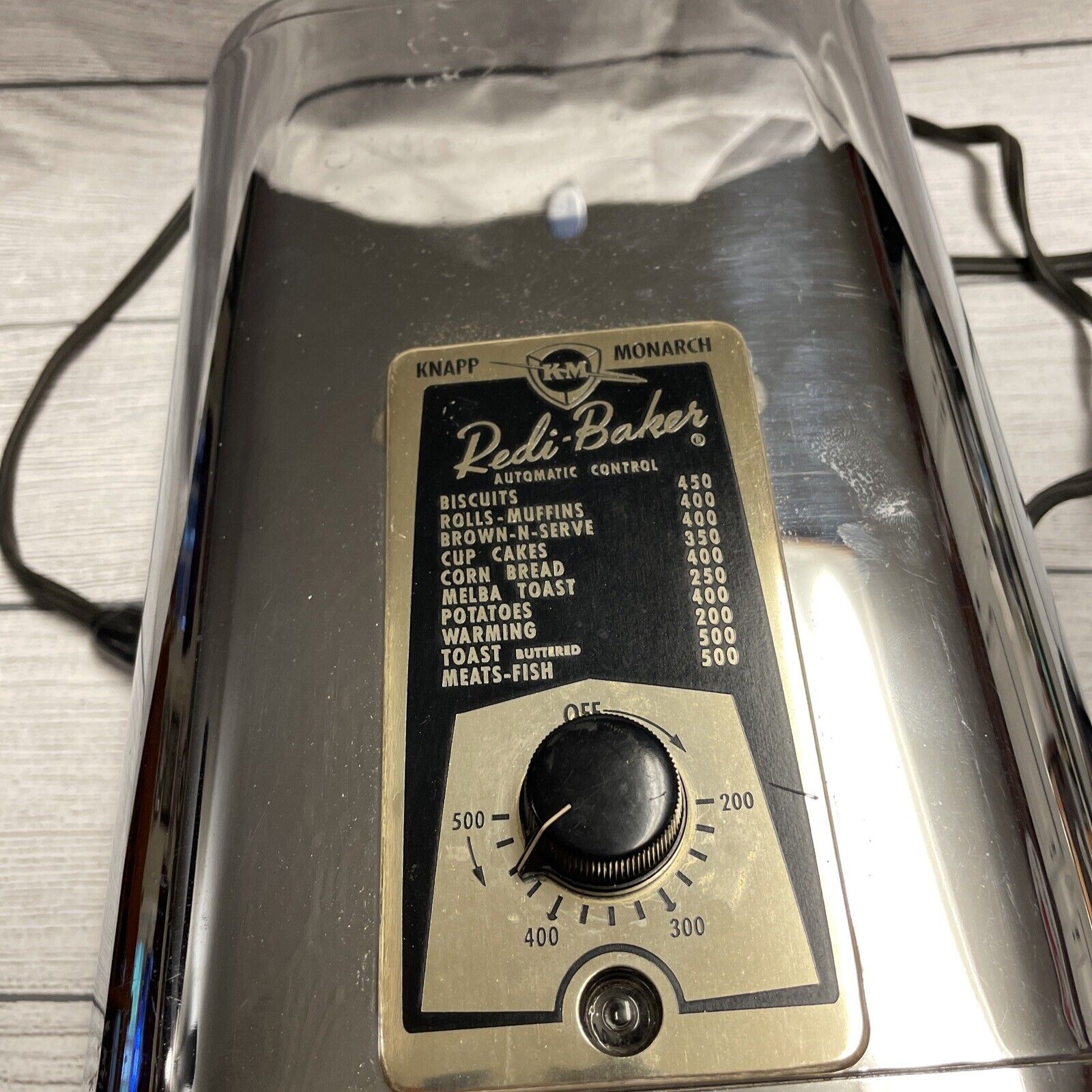 Vintage Knapp Monarch Redi Baker Chrome Cooker Baking Counter Top Oven Appliance