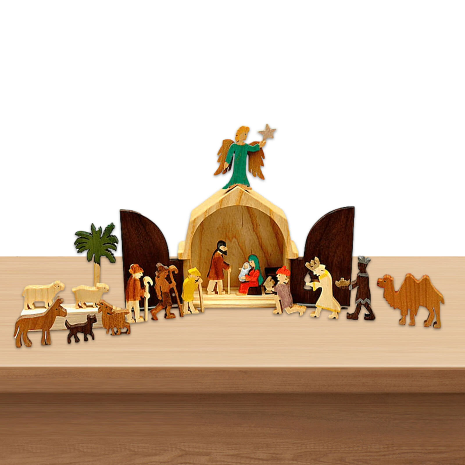 Christmas Nativity Scene Set Figures wooden Figurines Baby Jesus17 PIECE SET