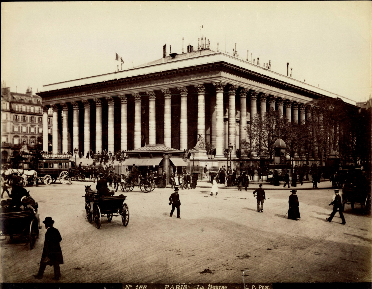 France, Paris, Palais Brongniart, photo. L.P. Vintage print, albumin print print 