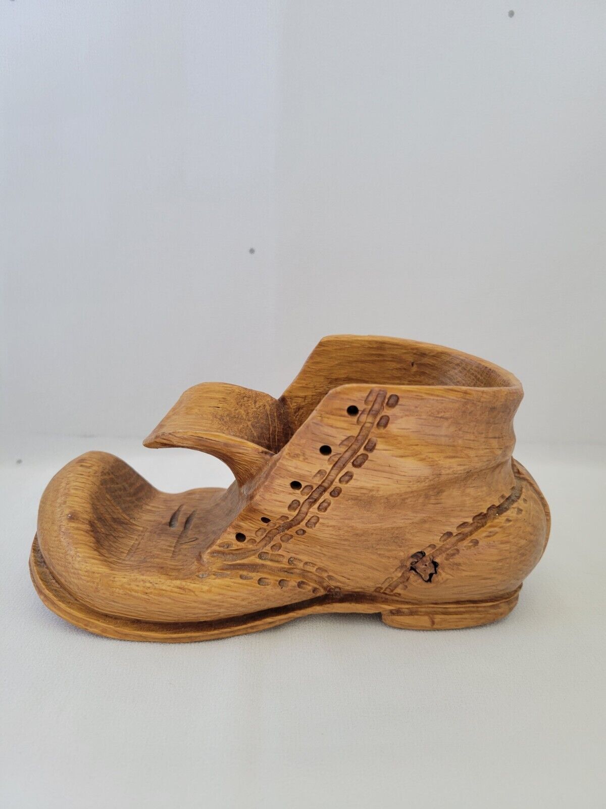 Vintage Folk Art Carved Wood Shoe