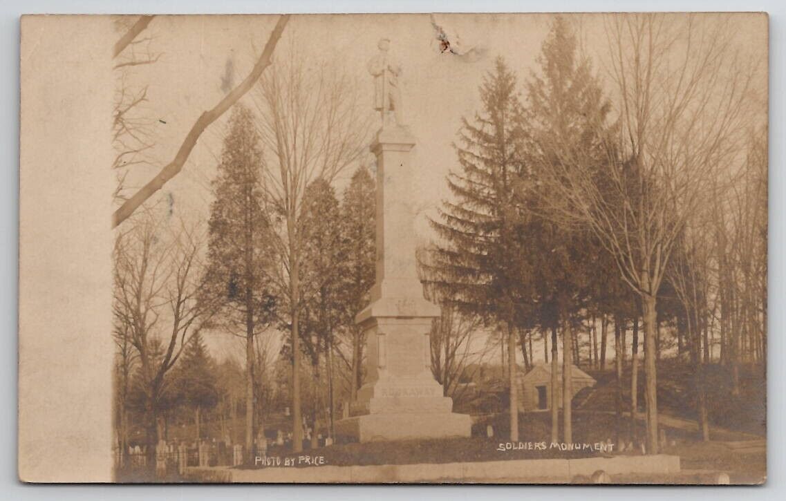 Civil War Soldiers Monument Rockaway NJ RPPC c1905 Photo By Price Postcard Q28