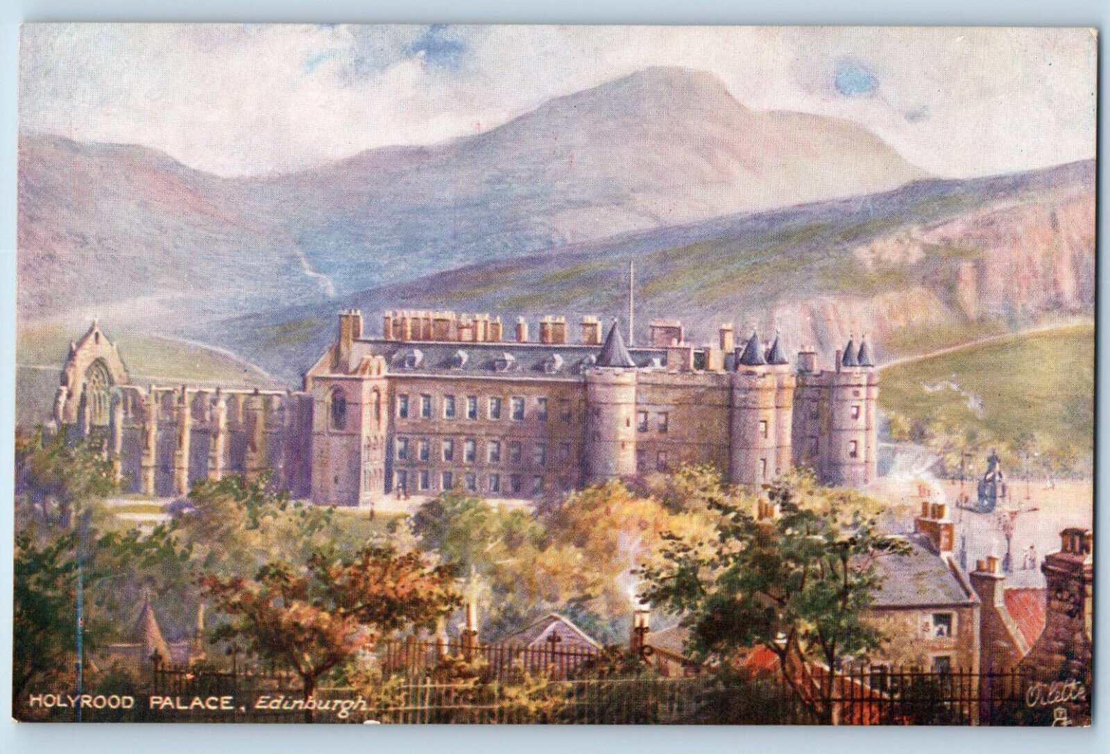Edinburgh Scotland Postcard Holyrood Palace c1910 Antique Oilette Tuck Art