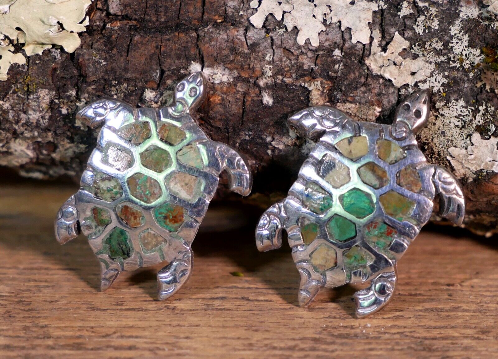 Sea Turtle Earrings Clip-On Heco a Mano by Manuel Porcayo Figueroa Mexican 925