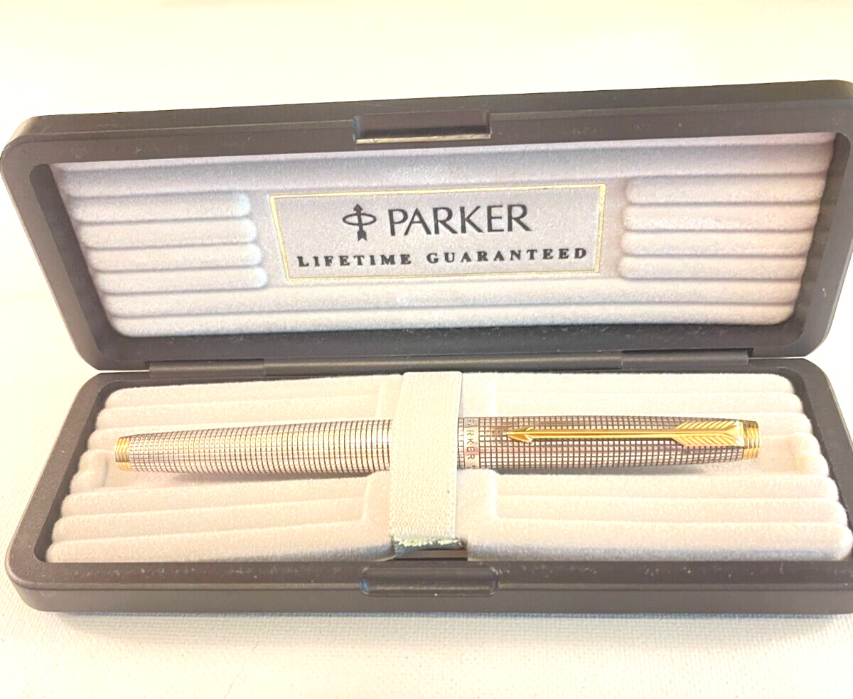 Vintage Parker 75 Ciselle Sterling Silver Fountain pen 14 KT gold nib, FINE. Ex