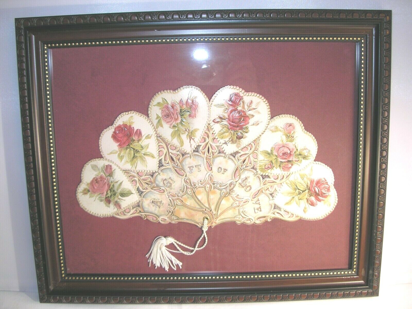 Valentine\'s Day Fan/Framed Replica of an Original Victorian Valentine\'s Day Fan