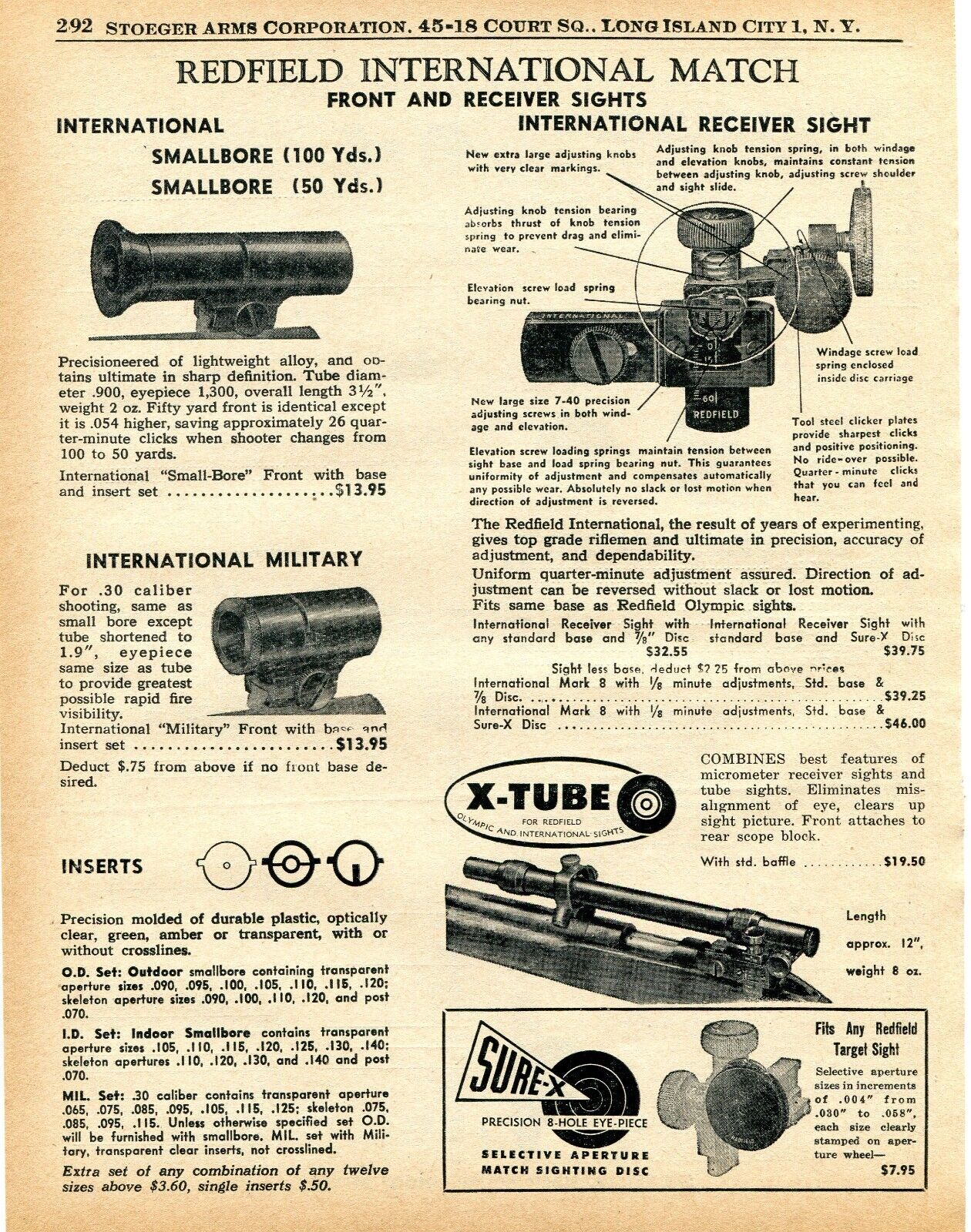 1961 Print Ad of Redfield International Match Rifle Front & Receiver Sights