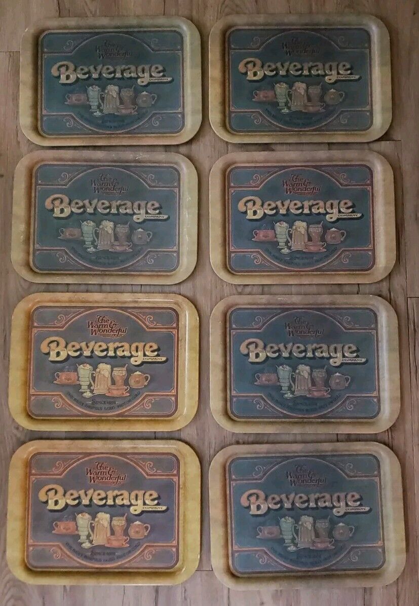 Lot Of 8 Vintage Serving Trays Warm & Wonderful Beverage Company 1979 Pre Owned