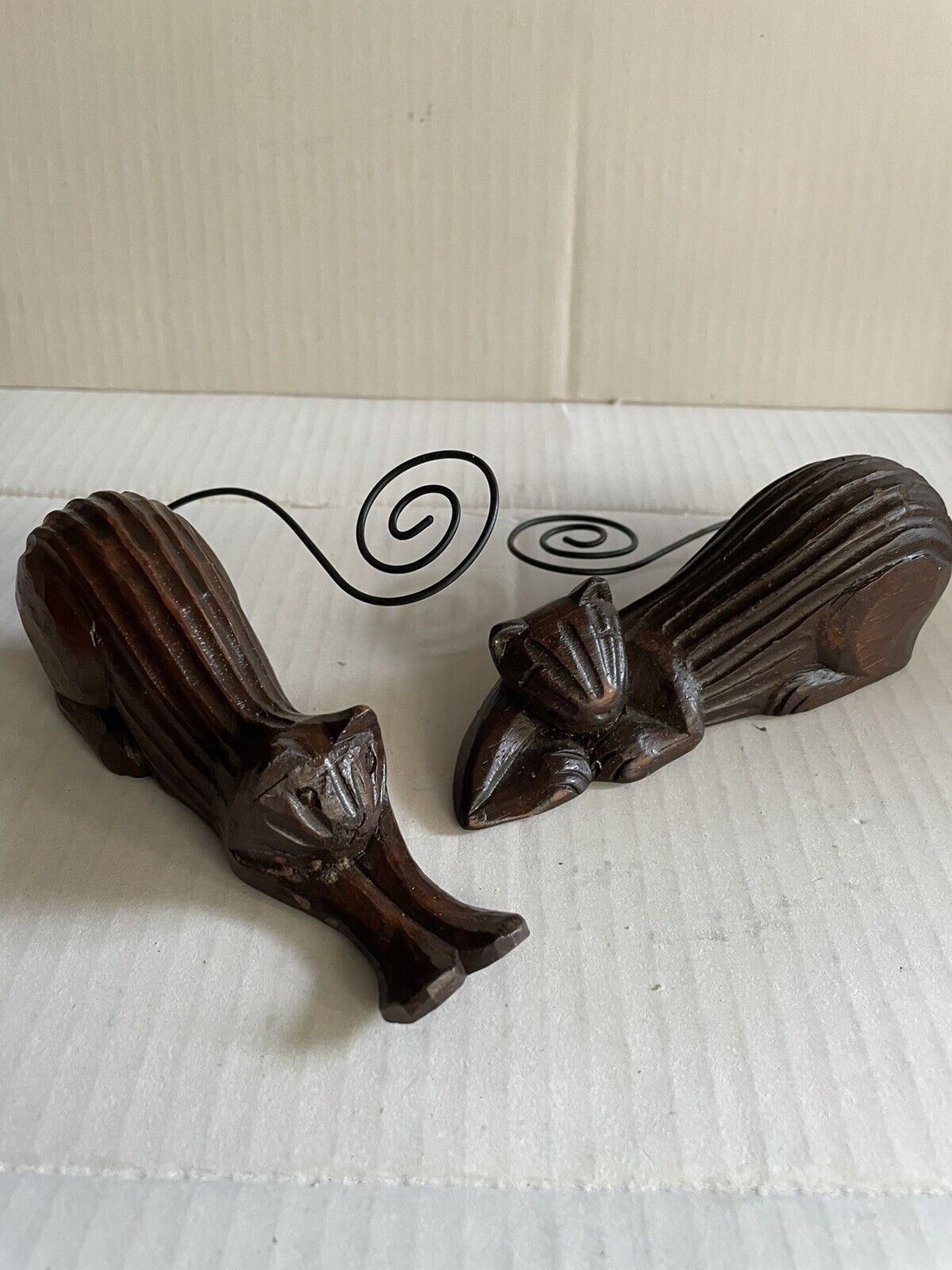 Two adorable very vintage carved 
