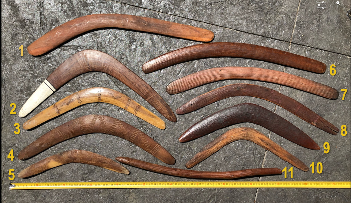 Antique hand-carved Aboriginal boomerang (Item #2)