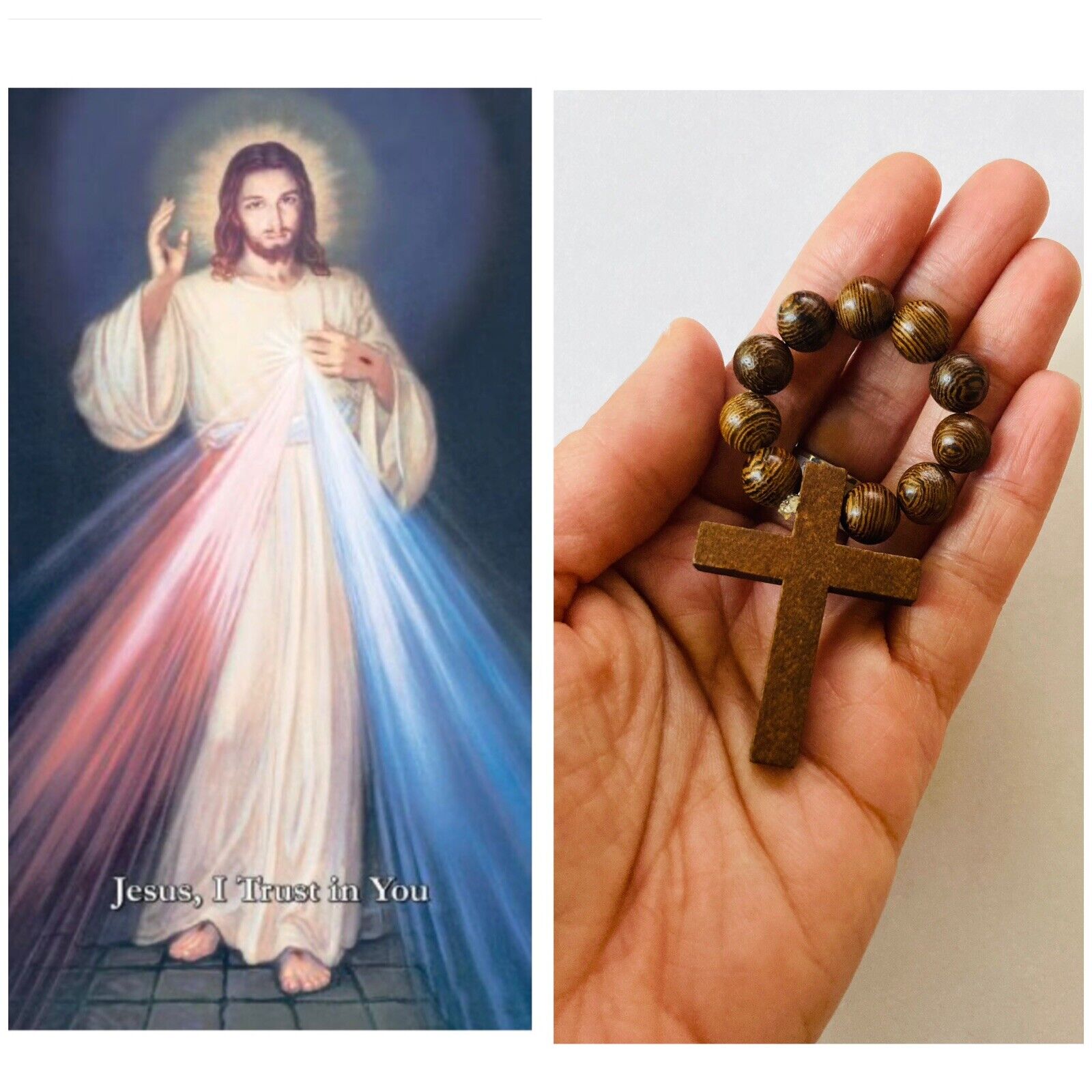 (5 copies) Chaplet of Divine Mercy Prayer Card  and Rosary Decades