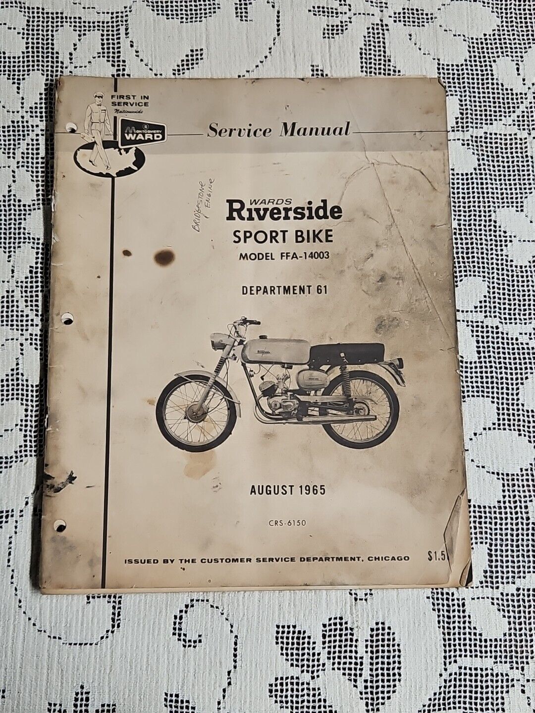 1965 Wards Riverside Owners Guide Sport Bike Model #FFA 14003 Motorcycle