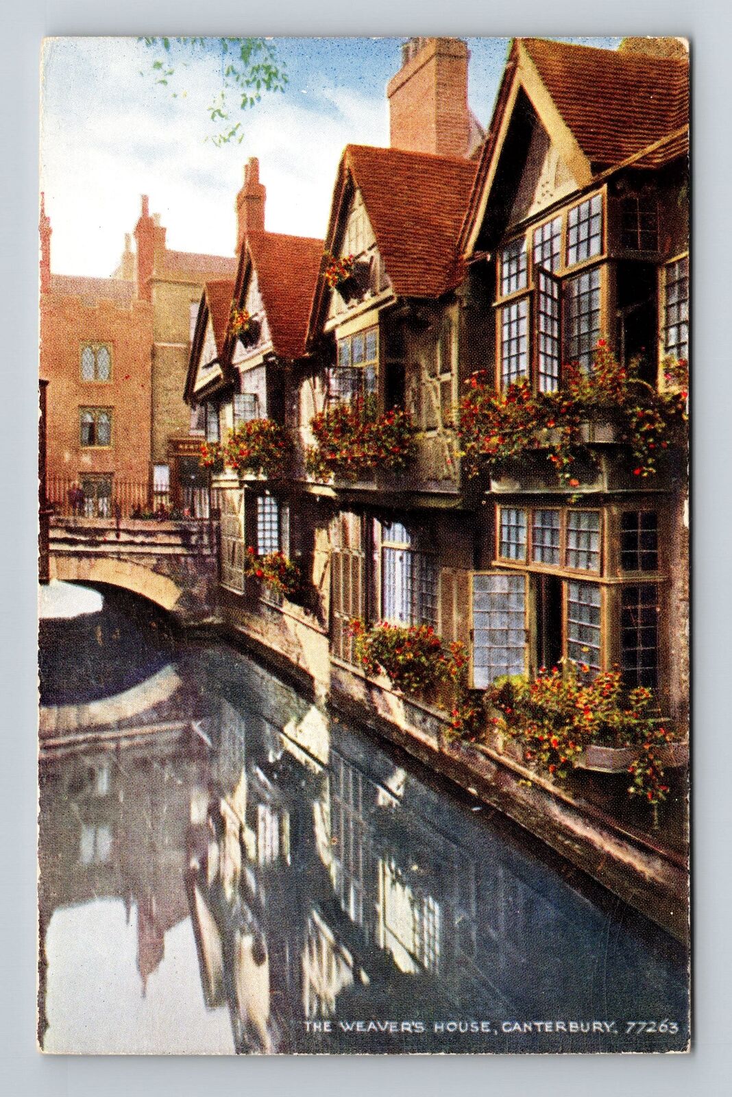 Canterbury-England, The Weaver's House, Street View, Vintage Postcard