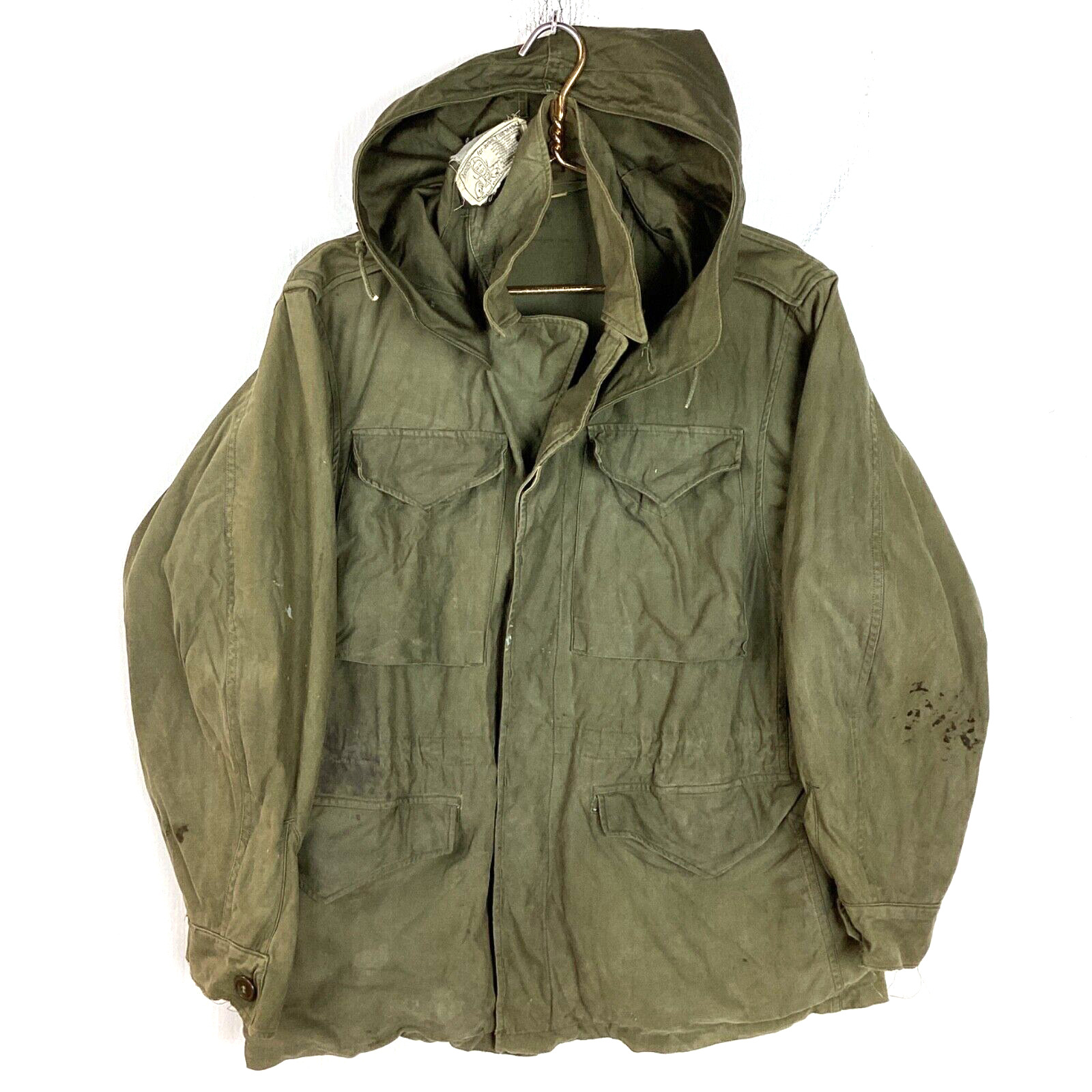 Vintage Us Military M-1943 Hooded Jacket Size 34 Green 40s