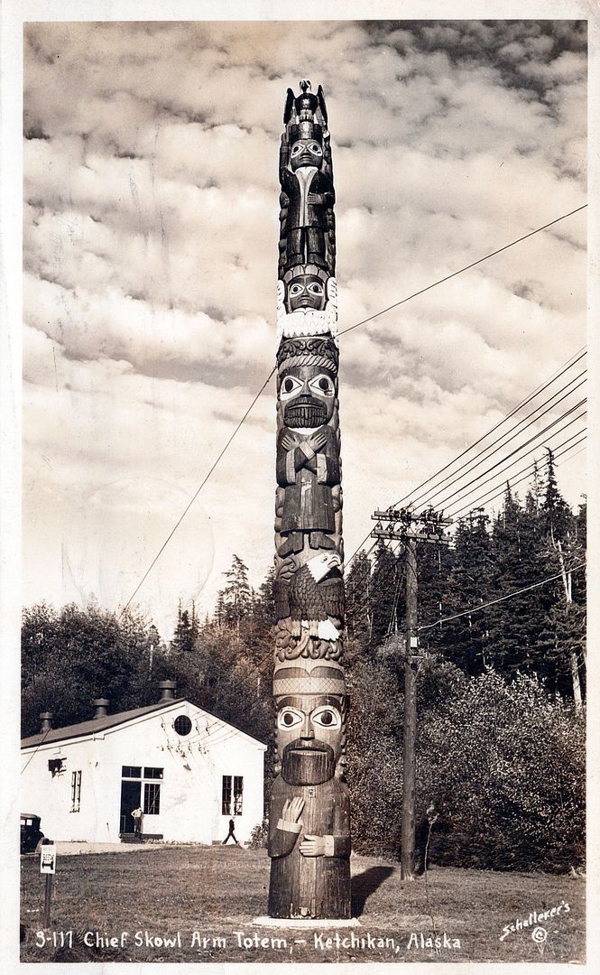 KETCHIKAN AK - Chief Skowl Arm Totem Real Photo Postcard rppc - 1938