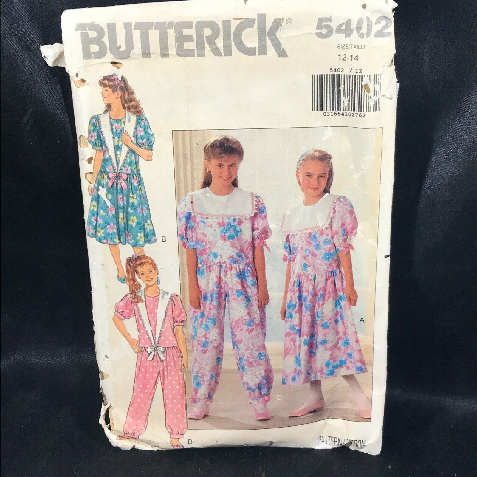 Vintage Sewing Pattern Girls Dress and Jumpsuit Butterick 5402