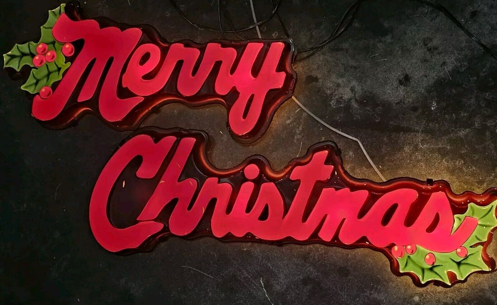 VINTAGE MERRY CHRISTMAS Illuminated Window Signs  Mantle Wall Display