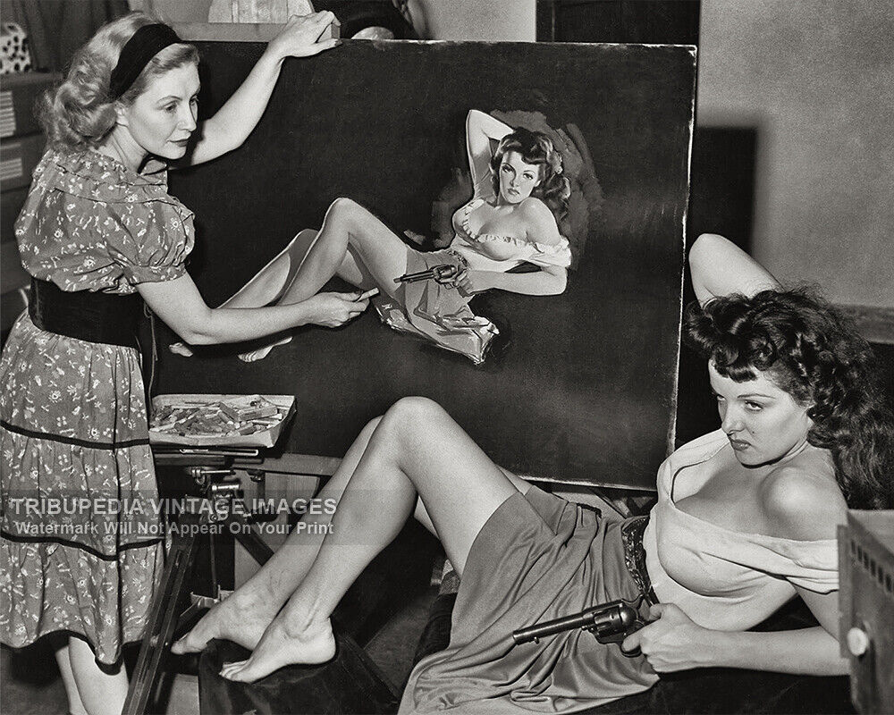 1946 Jane Russell Behind-the-Scenes Pin-Up Photo Seductive Pose for 