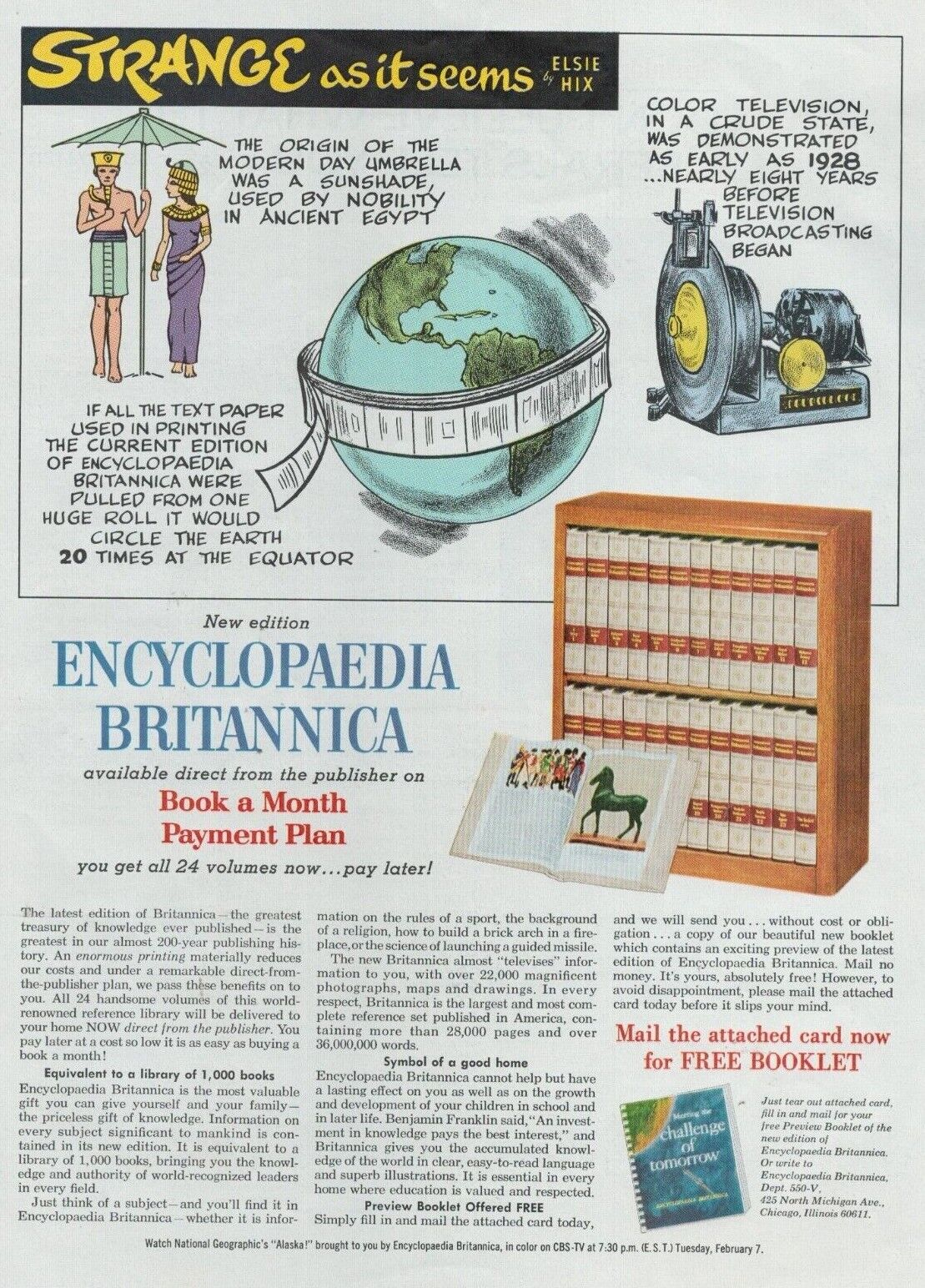 1967 Encyclopaedia Britannica  Vintage Print Advert  Book a Month Payment Plan 
