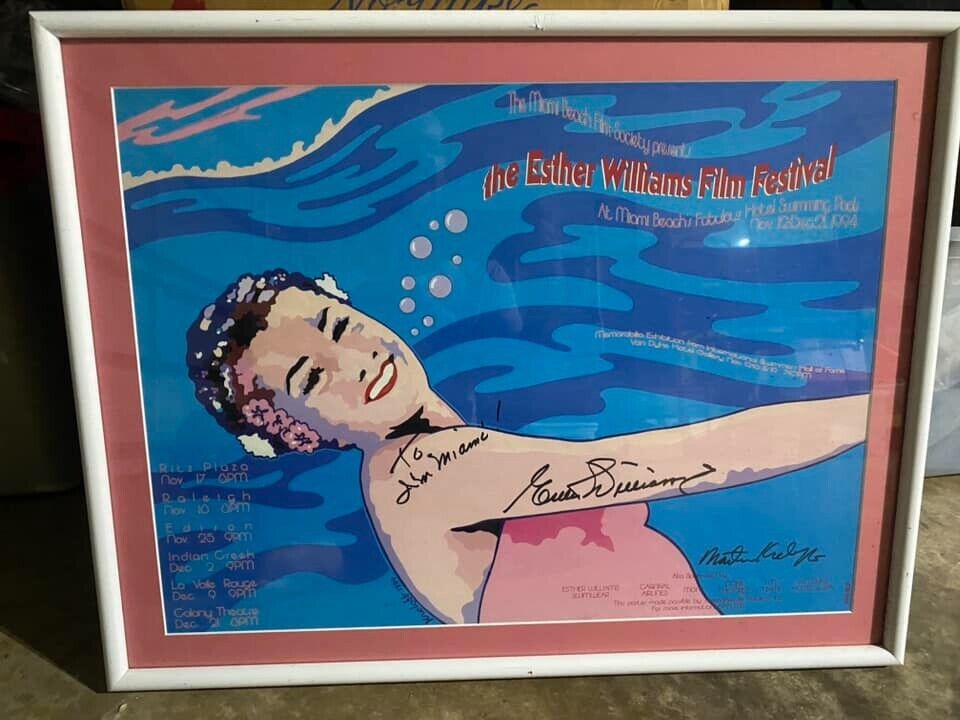 1994 Esther Williams Signed/Autographed Film Festival Art 28 x 22 inches framed