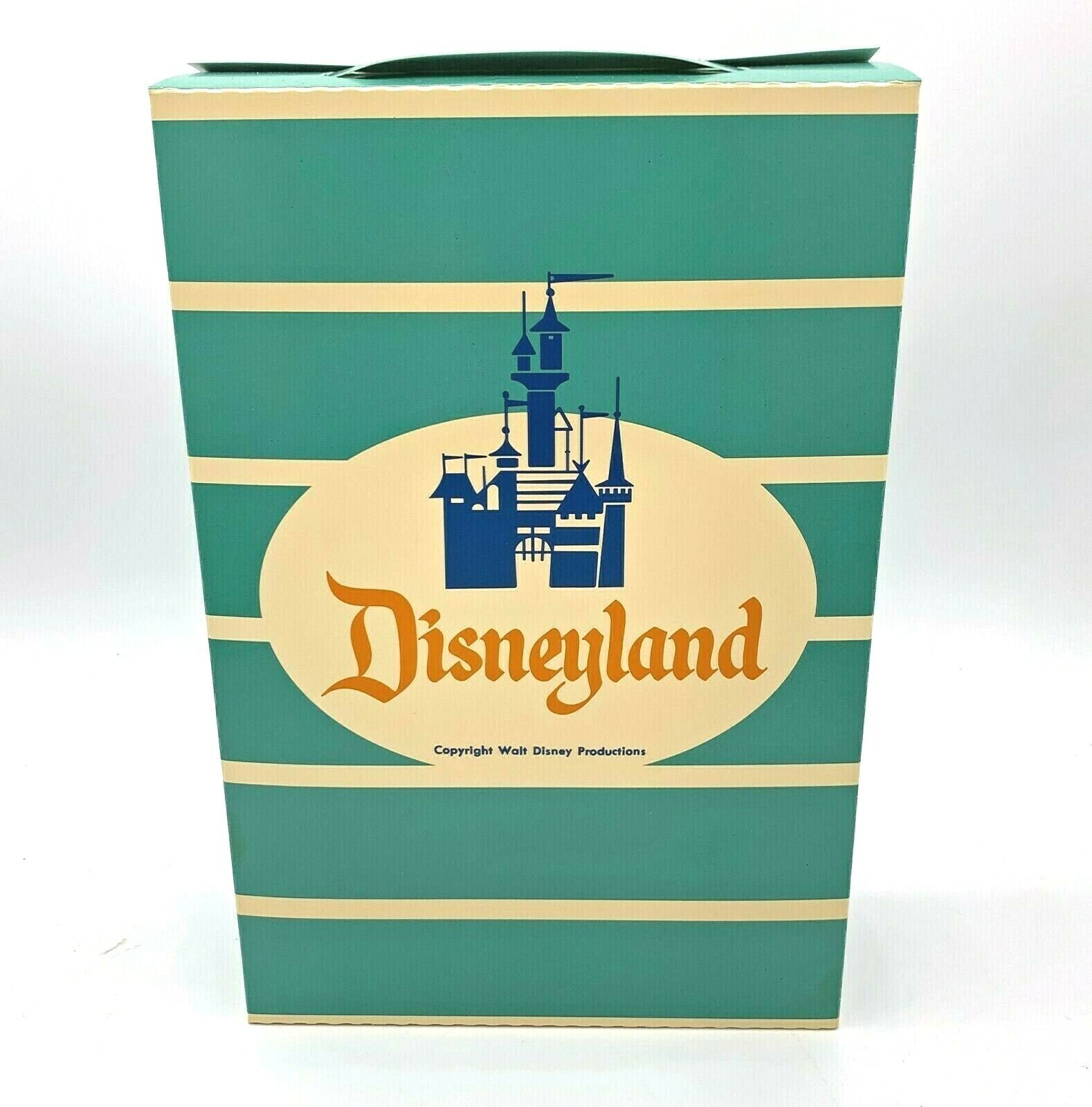Disneyland Retro Souvenir Paper Popcorn Blue and White Striped Box