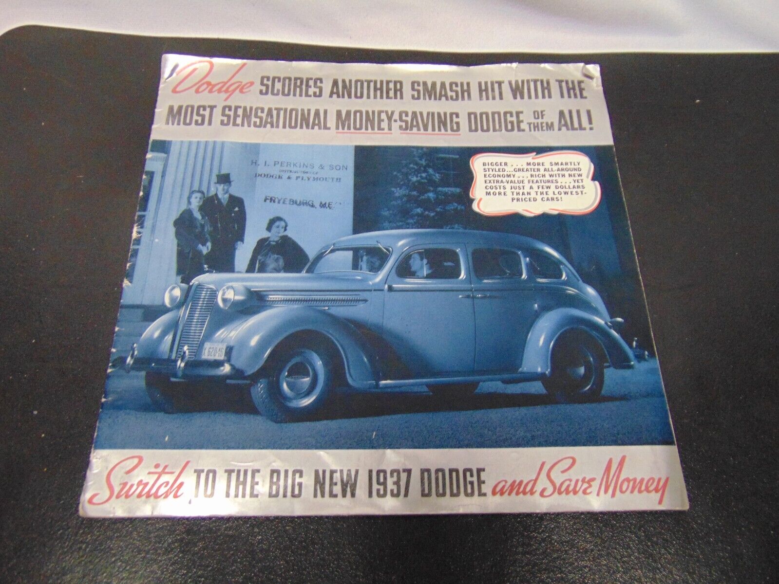 1937 New Dodge automobile brochure color celebrities photos Sedan touring 2 door