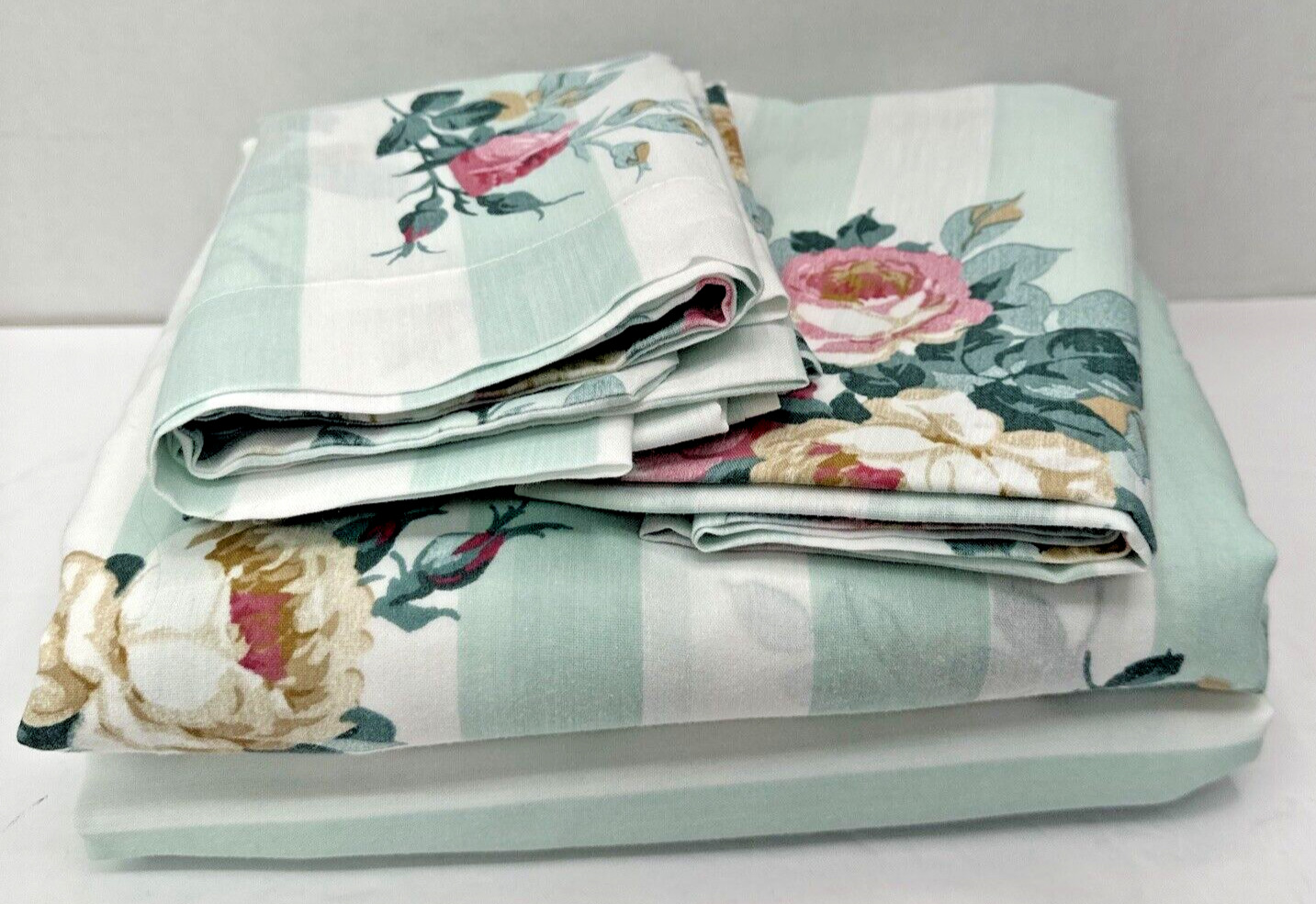 Vintage Thomaston RoseAnne Complete Queen Sheet Set Flat Fitted Pillowcases