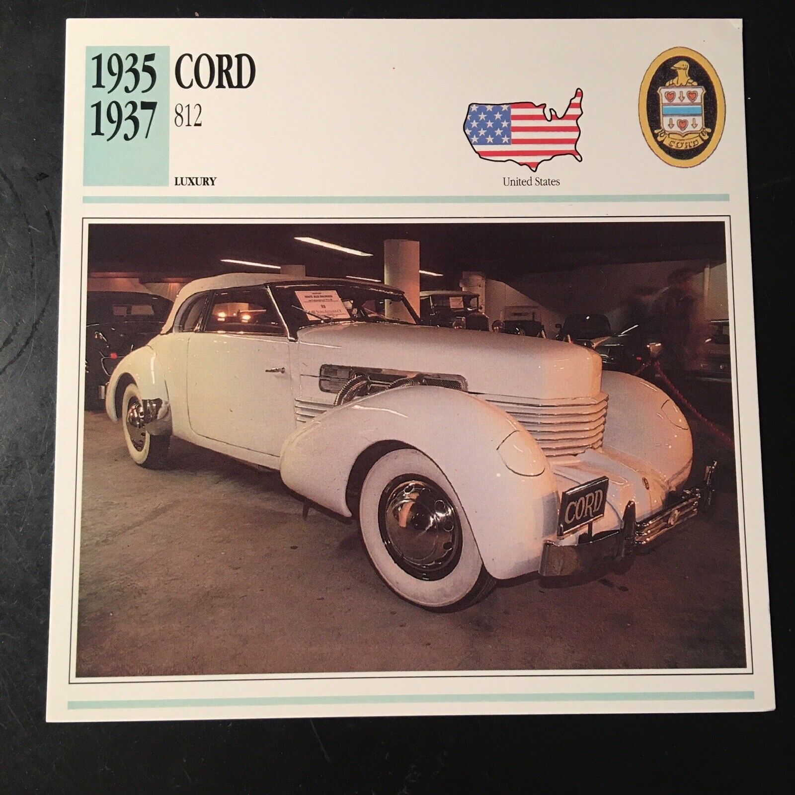 Cord 812 1935-1937 Spec Sheet Info Card