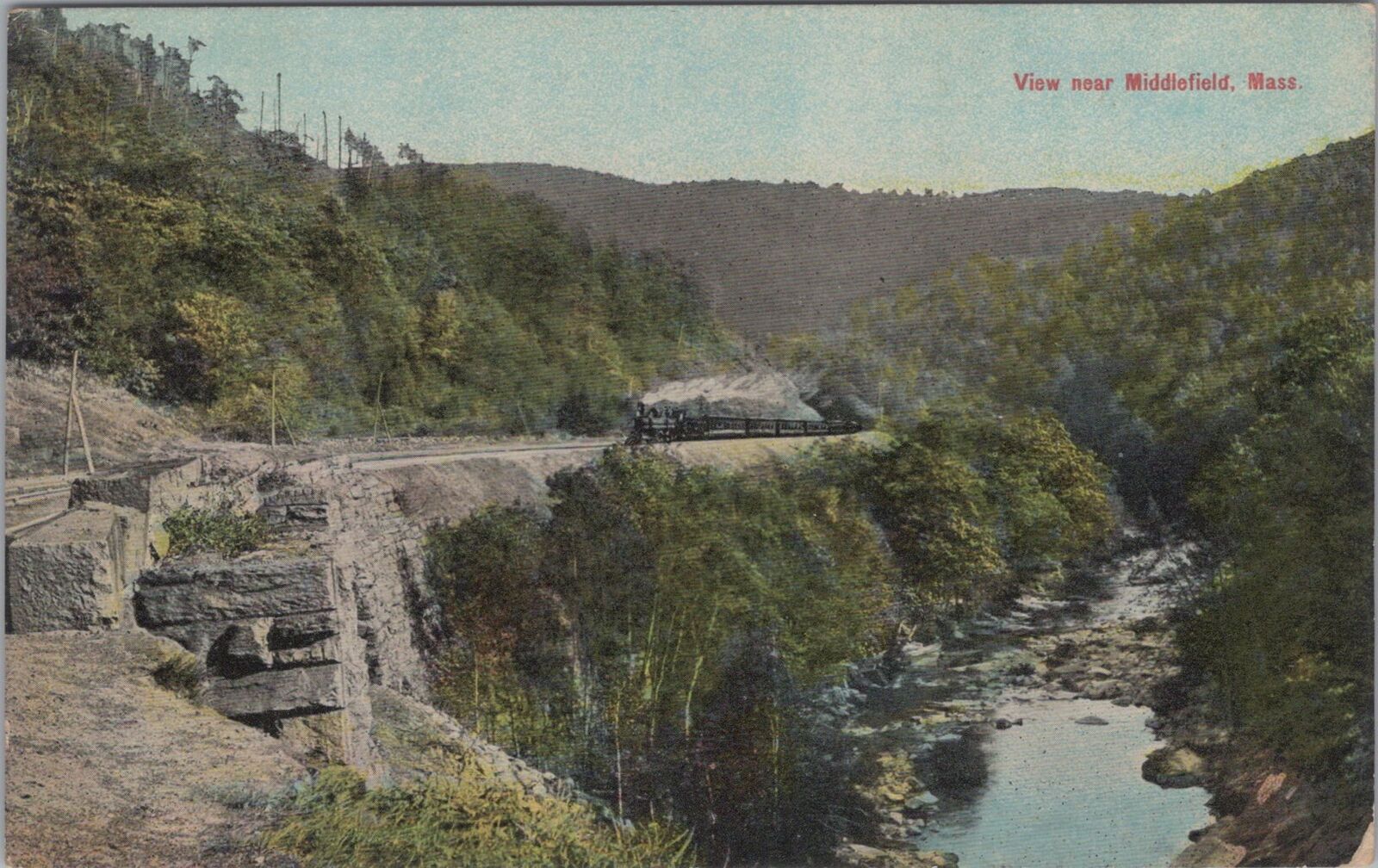 Train Approaching Scenic View Middlefield, Massachusetts Unposted Postcard