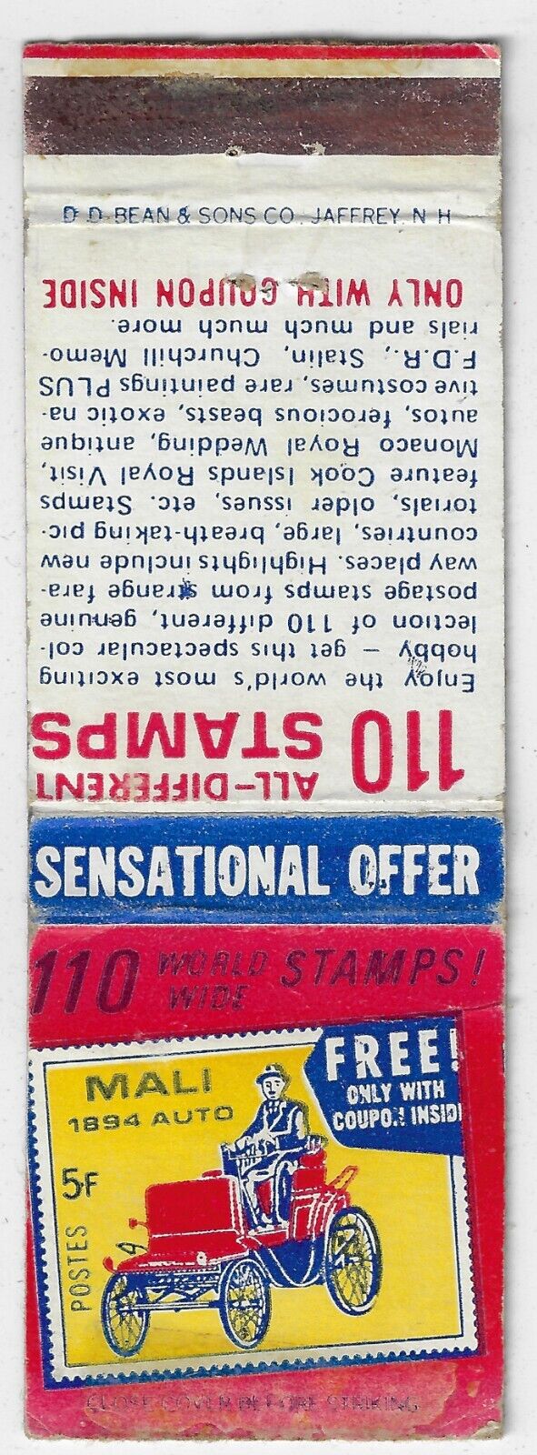FS Empty Matchbook Cover Sensational Offer 110 All-Different Stamps