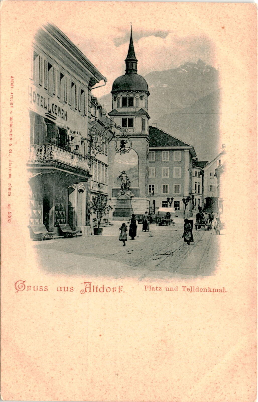 Vintage postcard: Platz und Telldenkmal, Altdorf, Switzerland