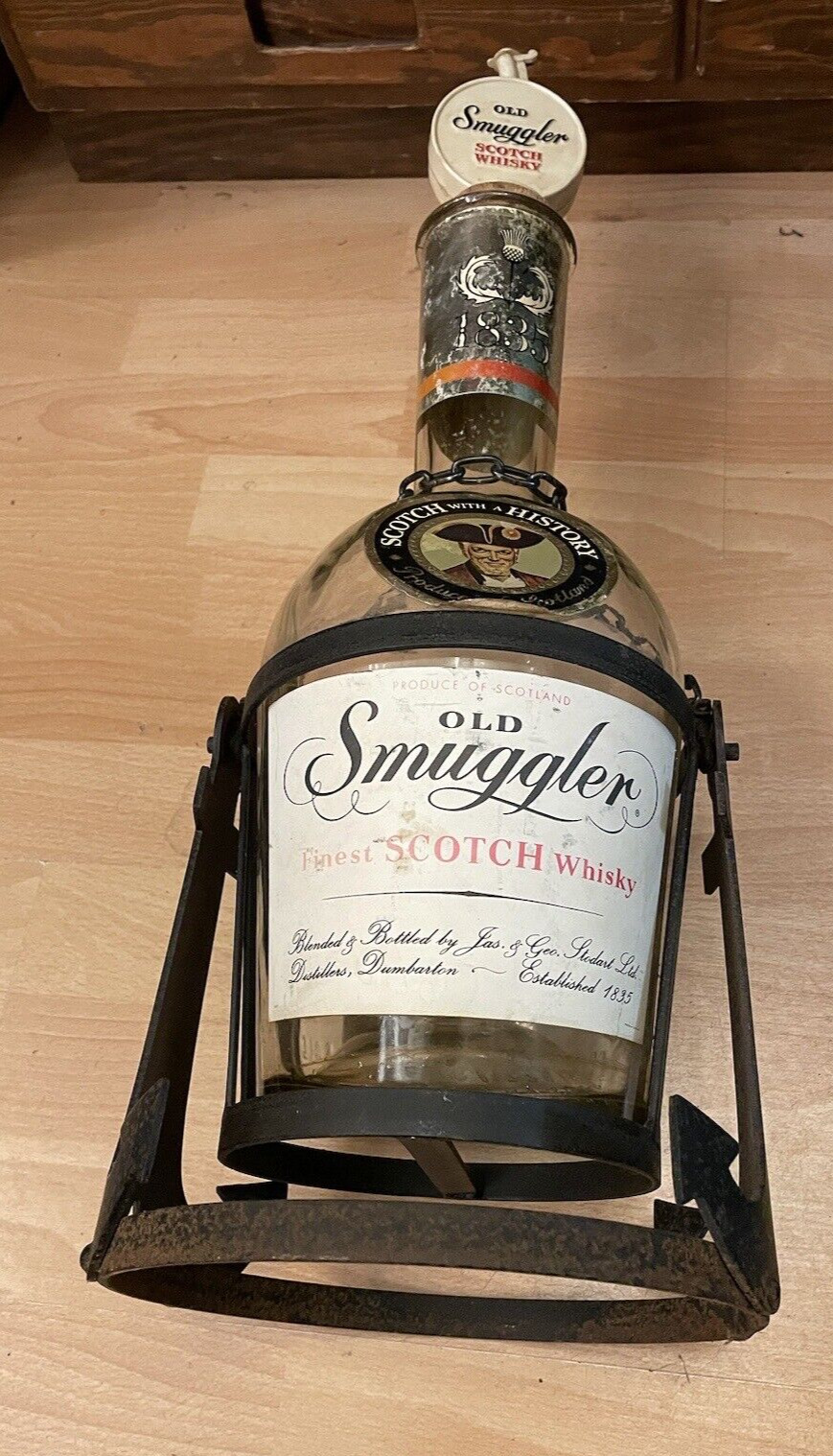 Vintage Old Smuggler Scots Whisky Promotional Bottle IN Seesaw Scottland Burner