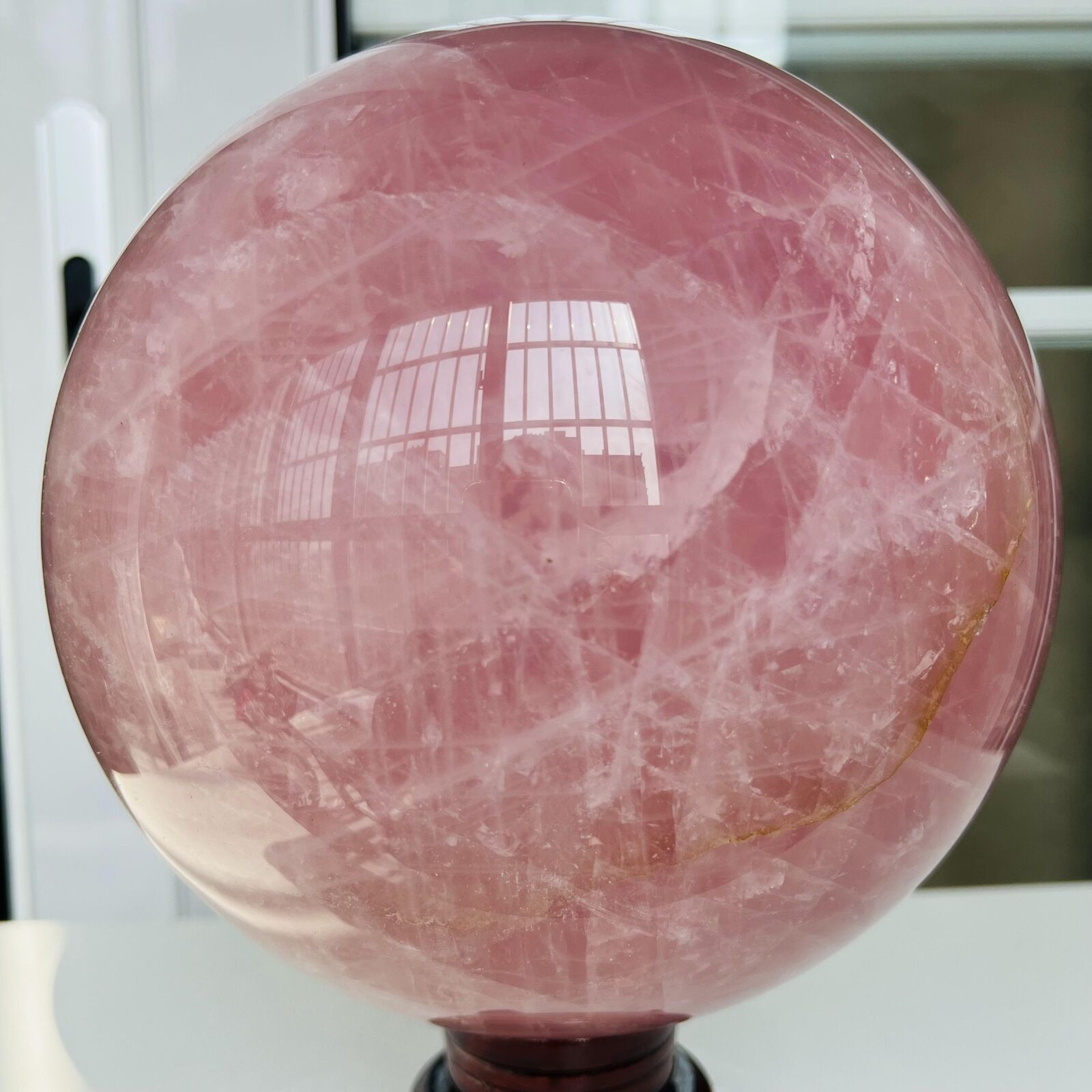 Natural Pink Rose Quartz Sphere Crystal Ball Decor Reiki Healing 24.68LB