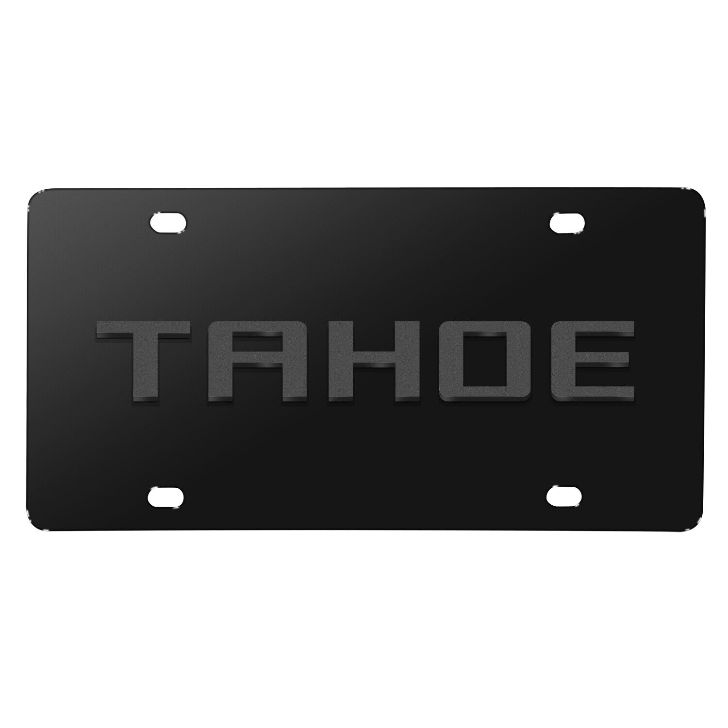 Chevrolet Tahoe 3D Gray Name Logo on Black Stainless Steel License Plate