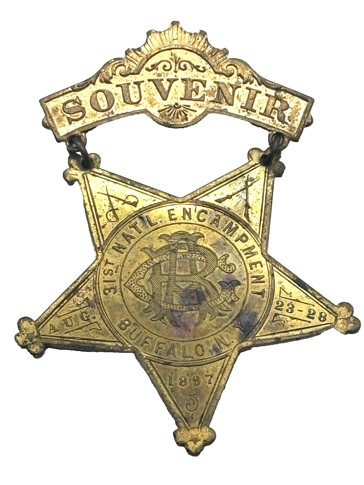 1897 GAR Buffalo New York Grand Army Of The Republic Encampment Pinback Badge