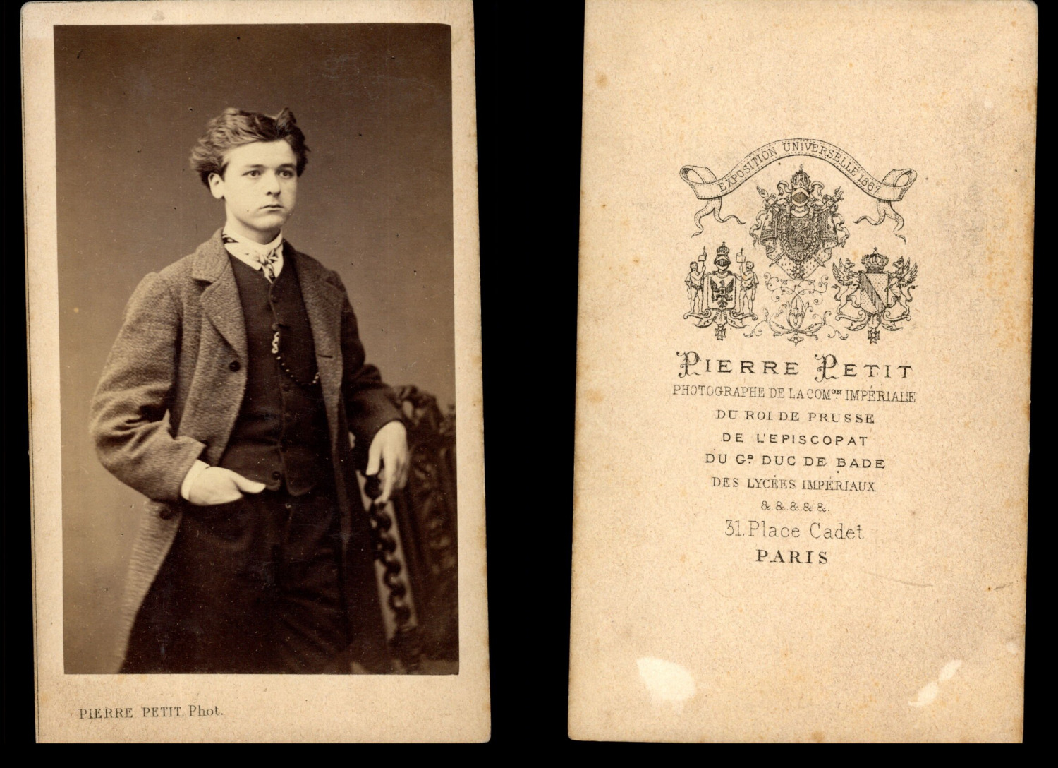 Pierre Petit, Paris, young men vintage albumen print CDV. Albumin Print